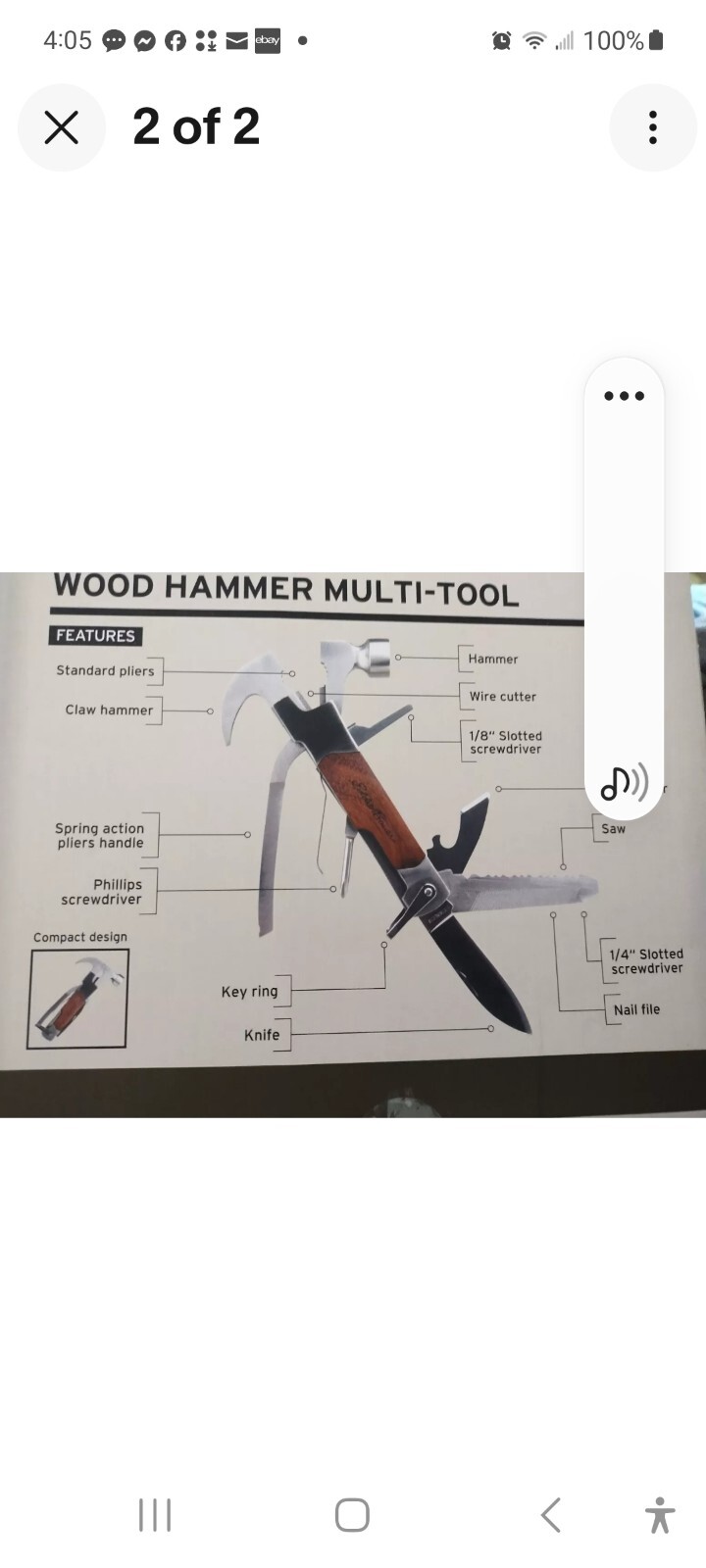 Eddie Bauer 13 Function Wood Hammer Multi Tool Unique. Used 5.5″ X 3″
