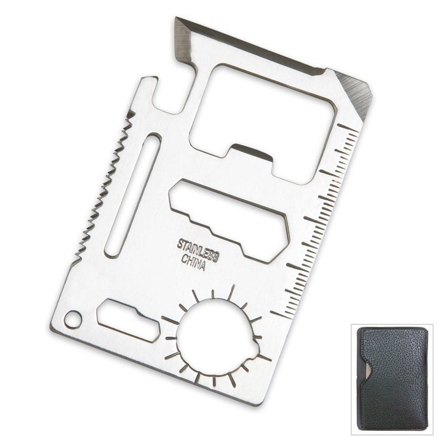 11-Function Stainless Steel Survival Pocket Tool – 10 Pack