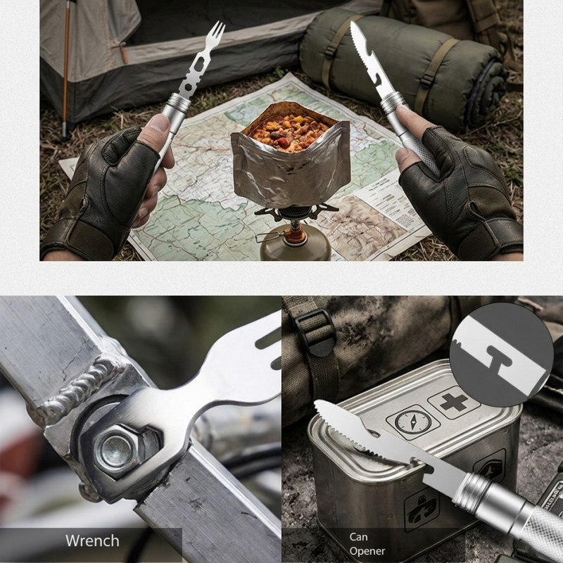 Outdoor Emergency Survival Rod, Lightweight Aluminum Multi-Tool for Camping