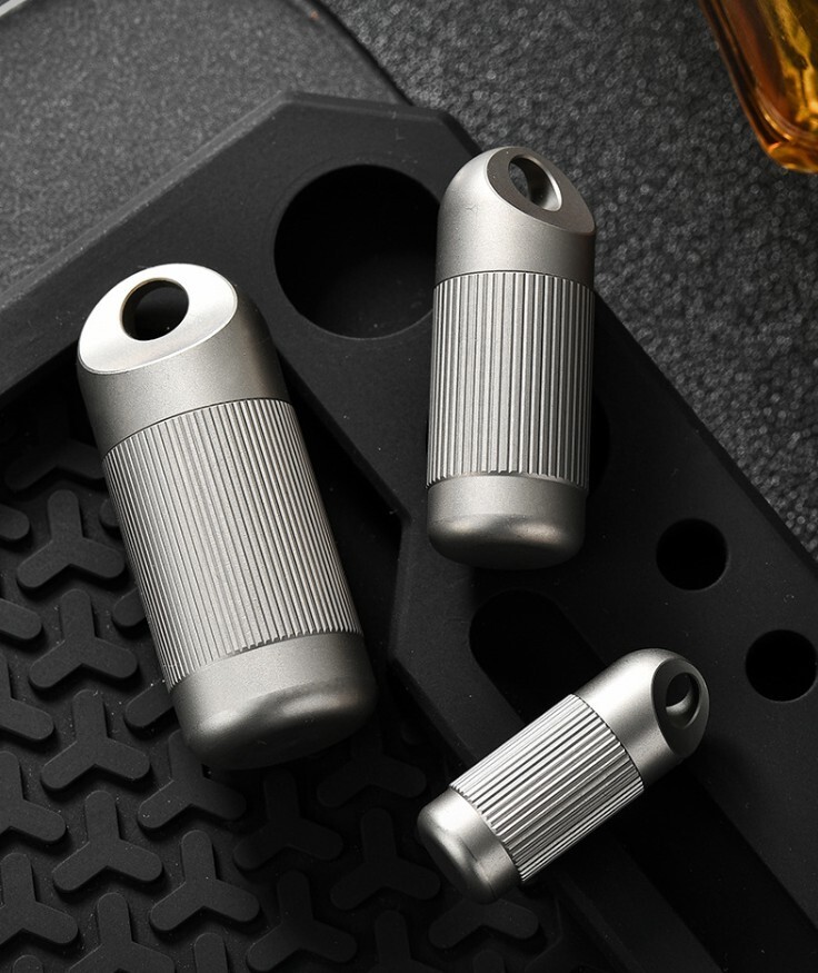 Titanium Waterproof Pill Holder Case Organizer Container Portable Keychain EDC