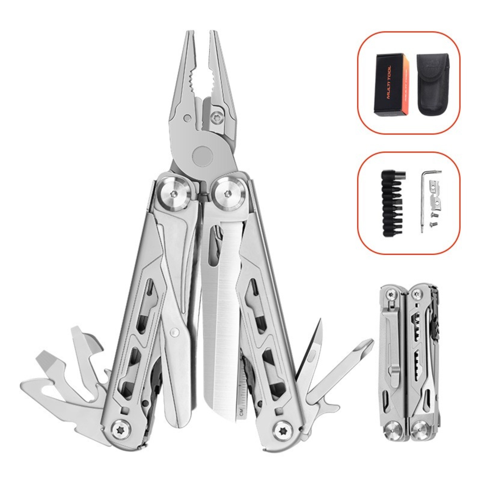 17-in-1 Folding Multi-tool Pliers Portable Camping Hiking Outdoor Repair Tool