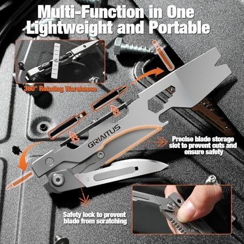 Multitool Pry Bar Wrench with Screwdriver, Box Cutter, Bottle Opener – EDC Pocke