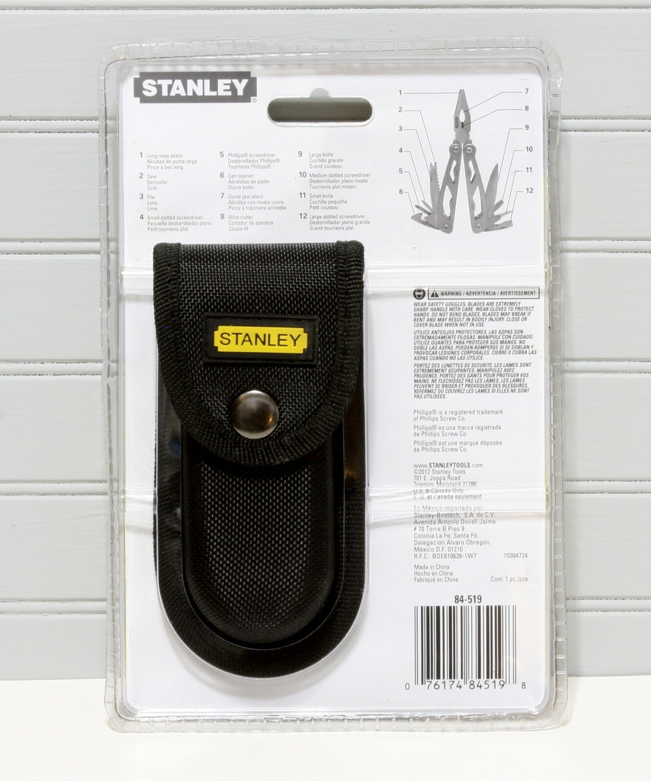 Stanley 12 in 1 Multi-Tool Stainless Steel 84-519 With Vinyl Belt Loop Pouch NEW