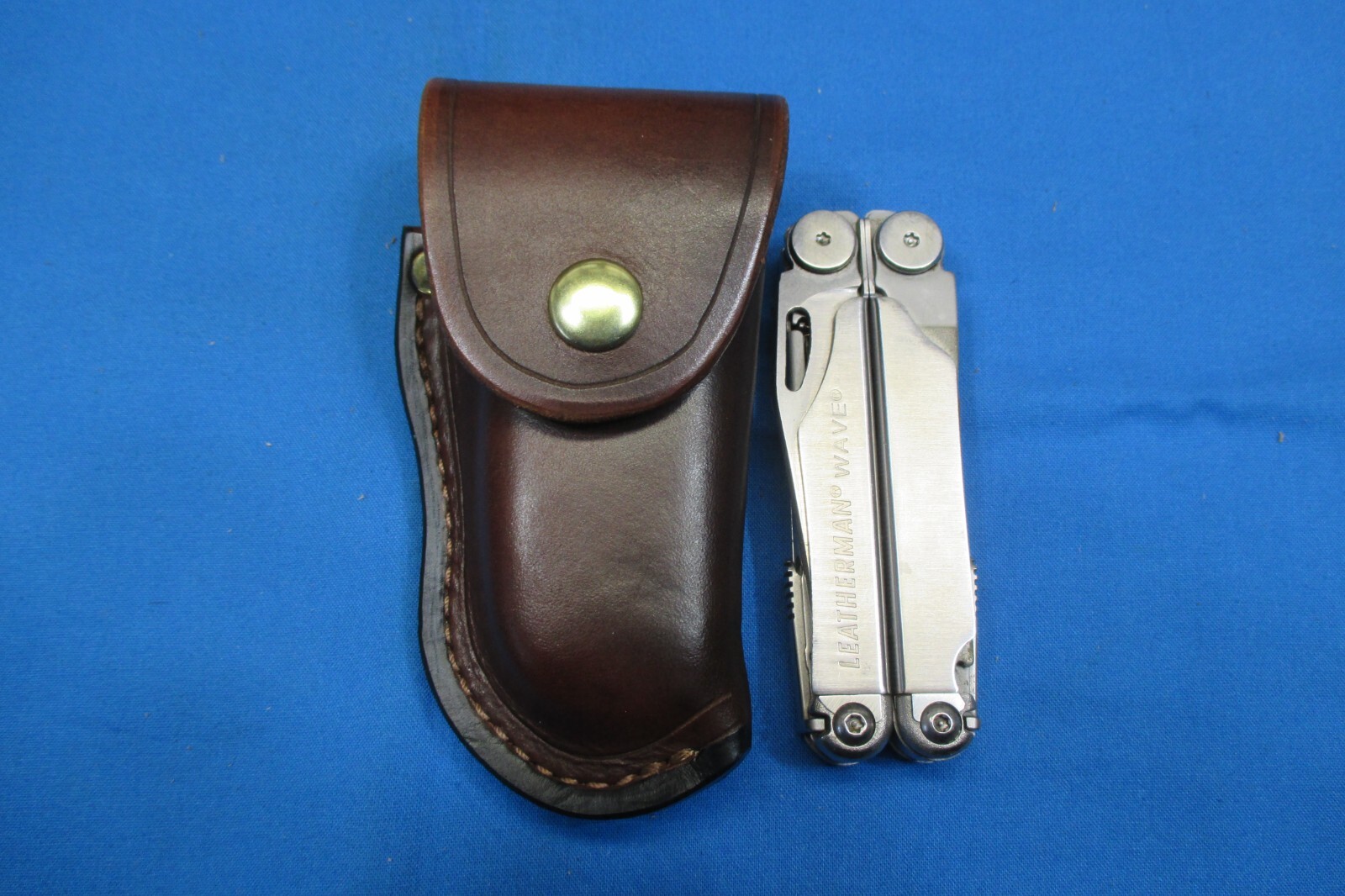 Leather Sheath LEATHERMAN WAVE MULTI TOOL, Holster Shaped, WITH STEEL BELT CLIP