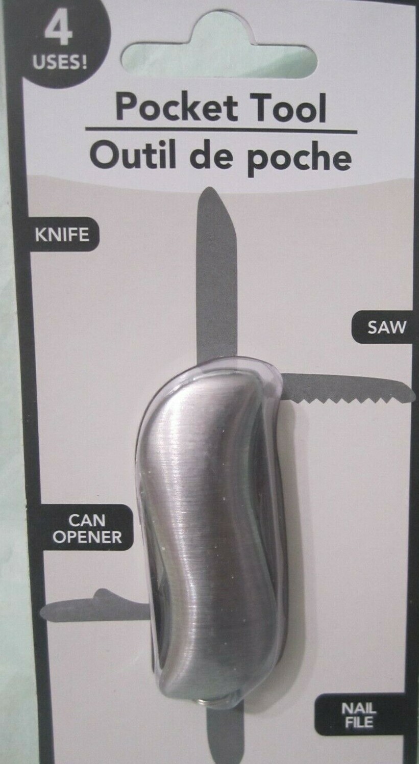 Green brier Pocket Tool Use Knife , can opener , Saw ,Nail File Silver 4 uses.