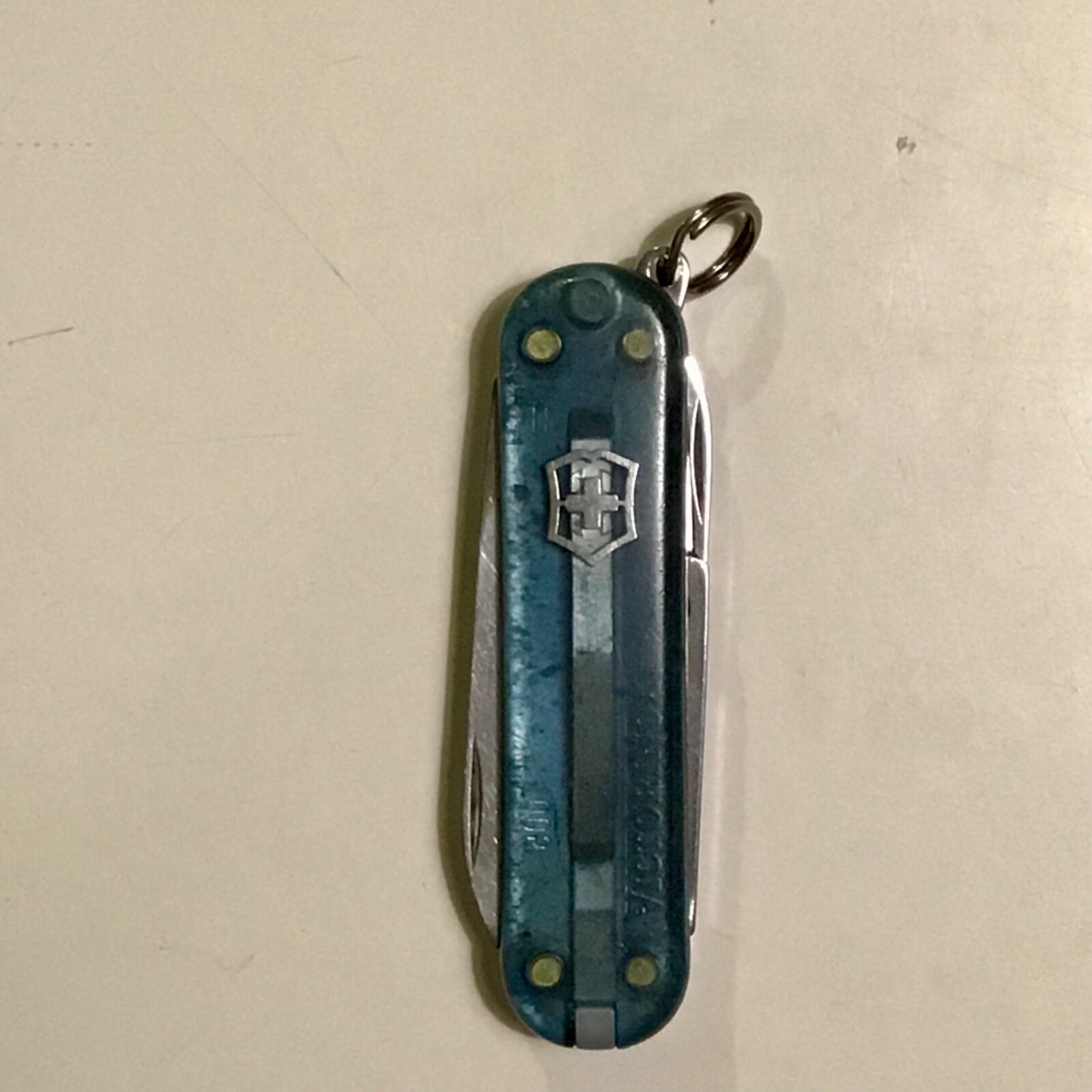 SWISS ARMY POCKET KNIFE VICTORINOX Blue Clear MINIATURE SMALL TINY KEYCHAIN