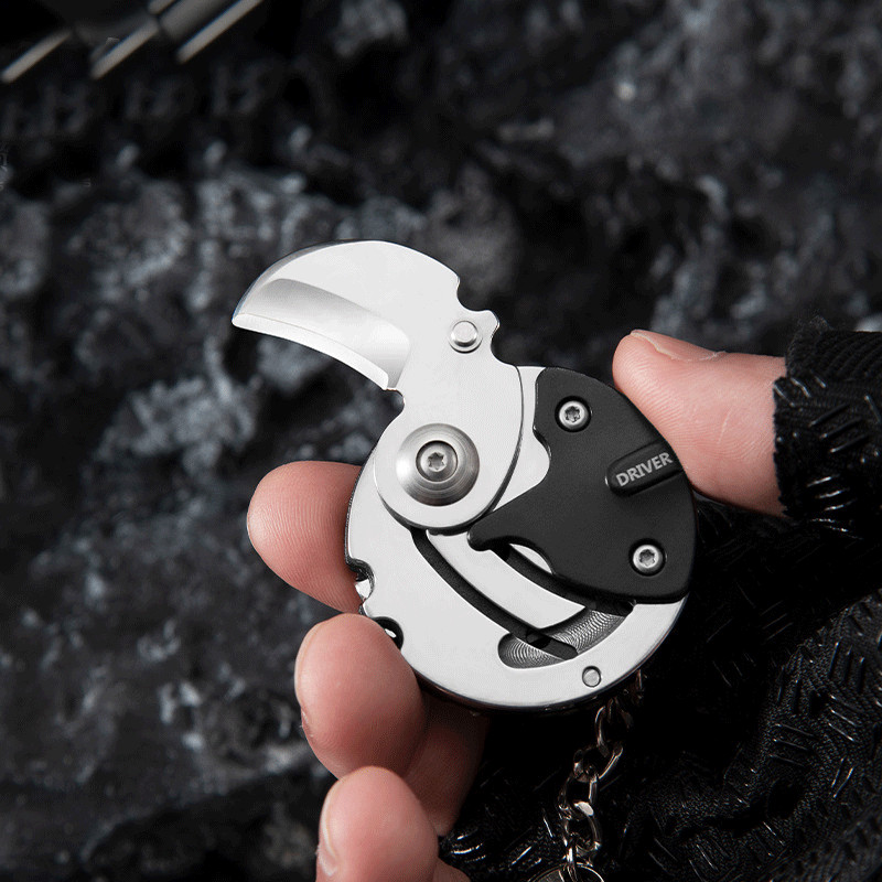 Outdoor EDC Mini Coin Keychain Folding Knife Screw Driver Camping Multi-tools