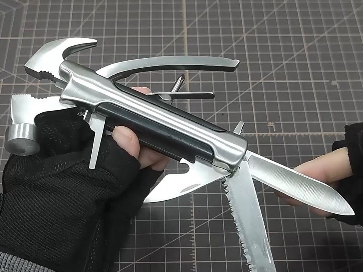 Personalized 15in1 Multi Tool Stainless Steel Hammer Pliers Pocket Knife w Pouch