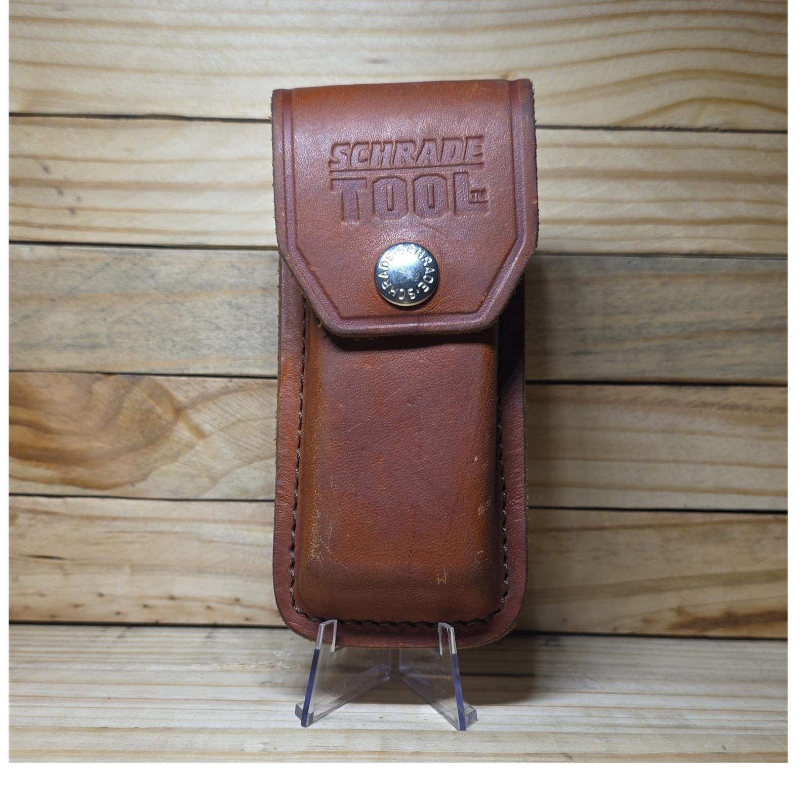 Vintage Schrade Brown Leather Belt Sheath Pouch w/ Snap Closure for Tool Carry