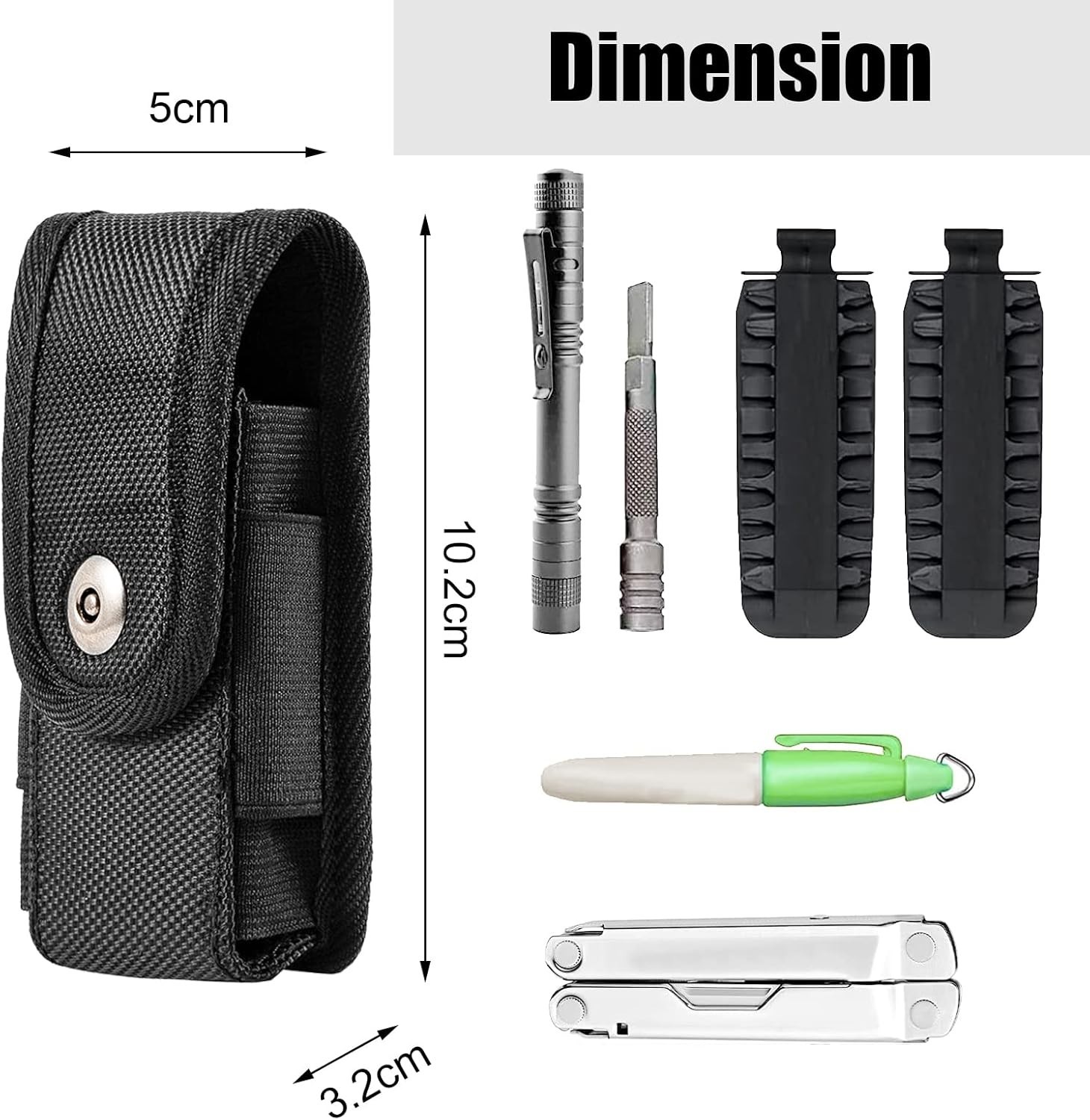 Stylish Multitool Belt Pouch for Men – Fits 5″ Tools with Magnetic Closure