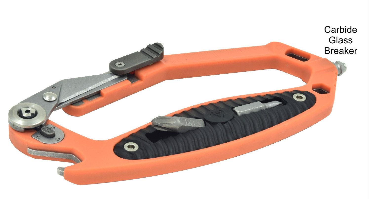 V NIVES C.R.A.B. Rescue and Utility Multitool Hermit-Crab Knife Stonewash Orange