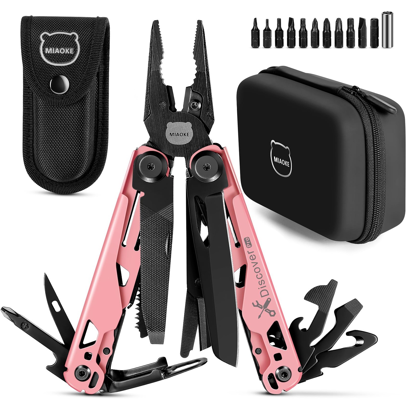 Herramienta Multiusos 23 En 1 Con Alicates Y Cuchillo De Camping Rosa