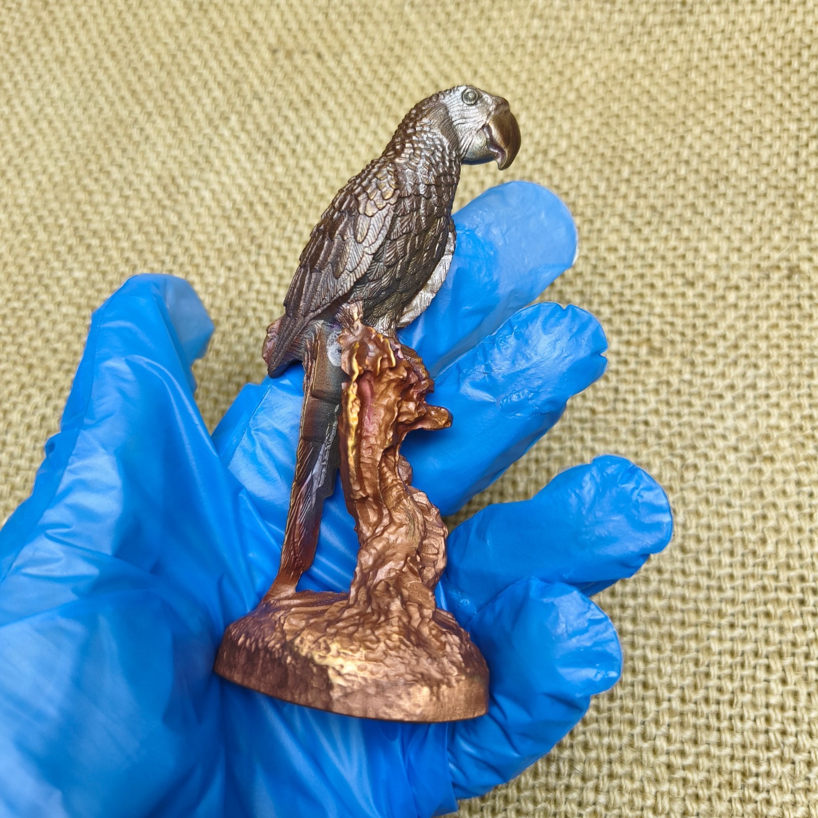 Purple copper bird Parrot handcraft ornament Solid Artistic statue sculpture