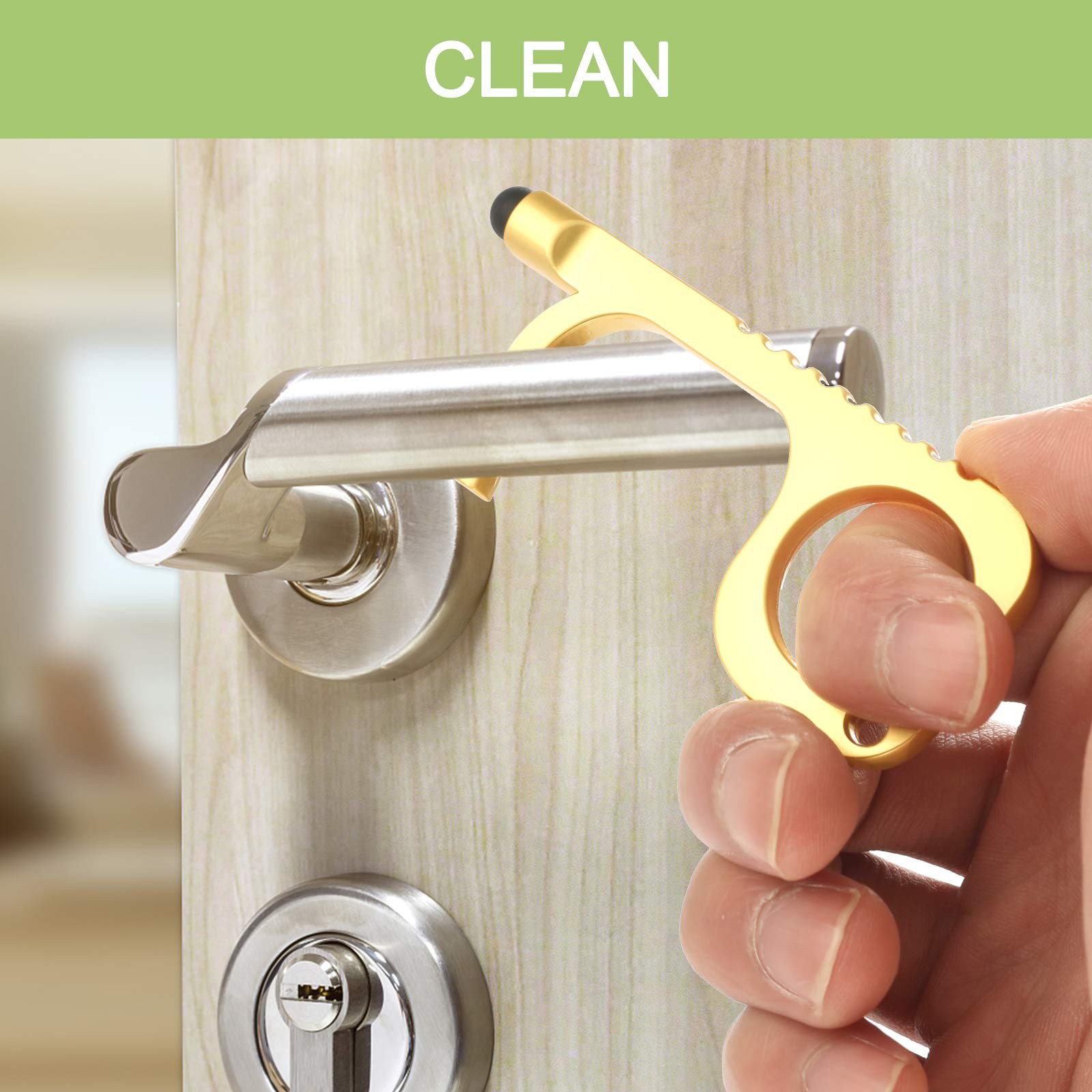 Handy Non-Touch Door Opener – Heavy-Duty Reusable Stylus Keychain – Germ Key …