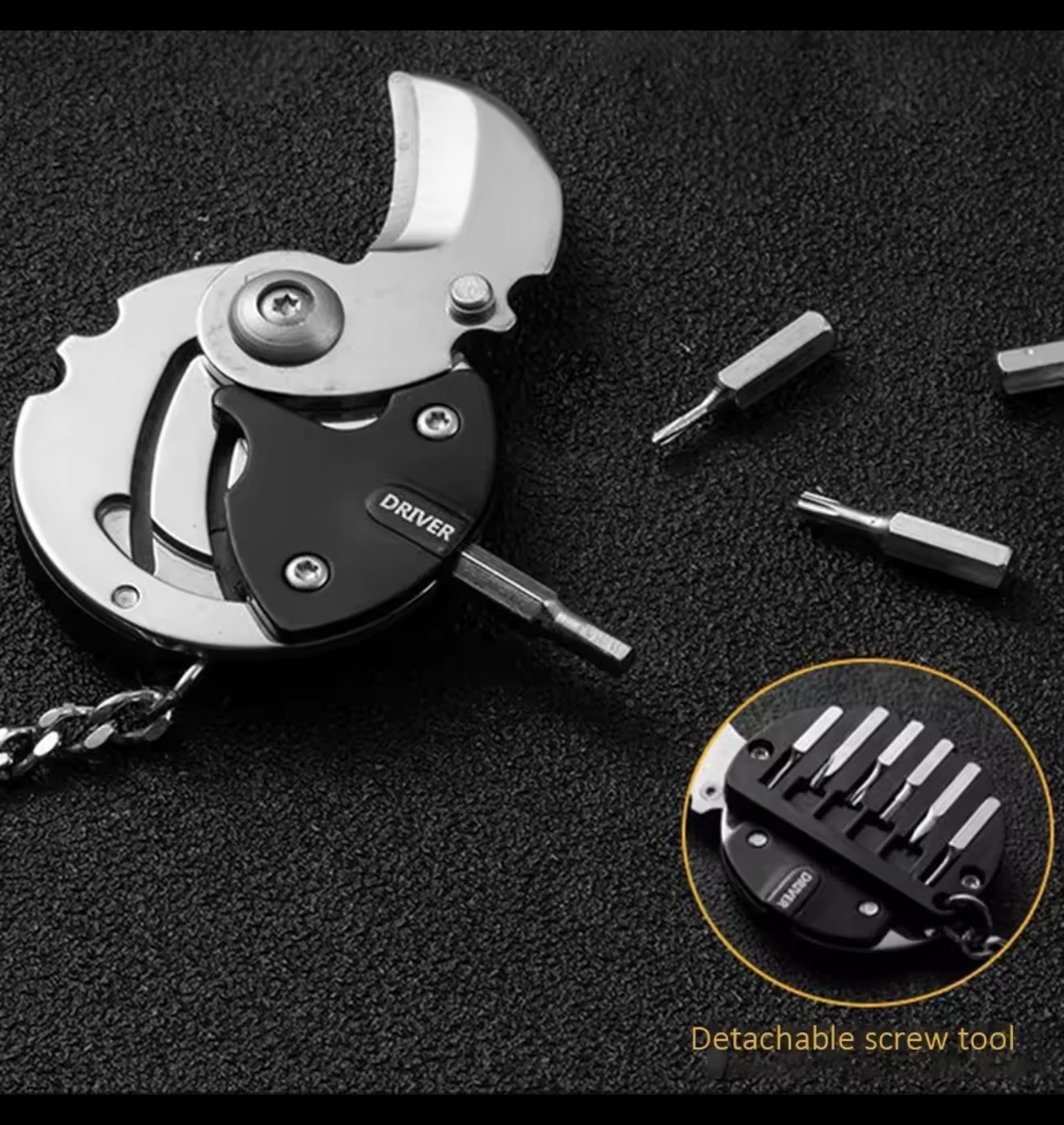 Multifunction Keychain Screwdriver Hex Coin Folding EDC Tool Mini Knife