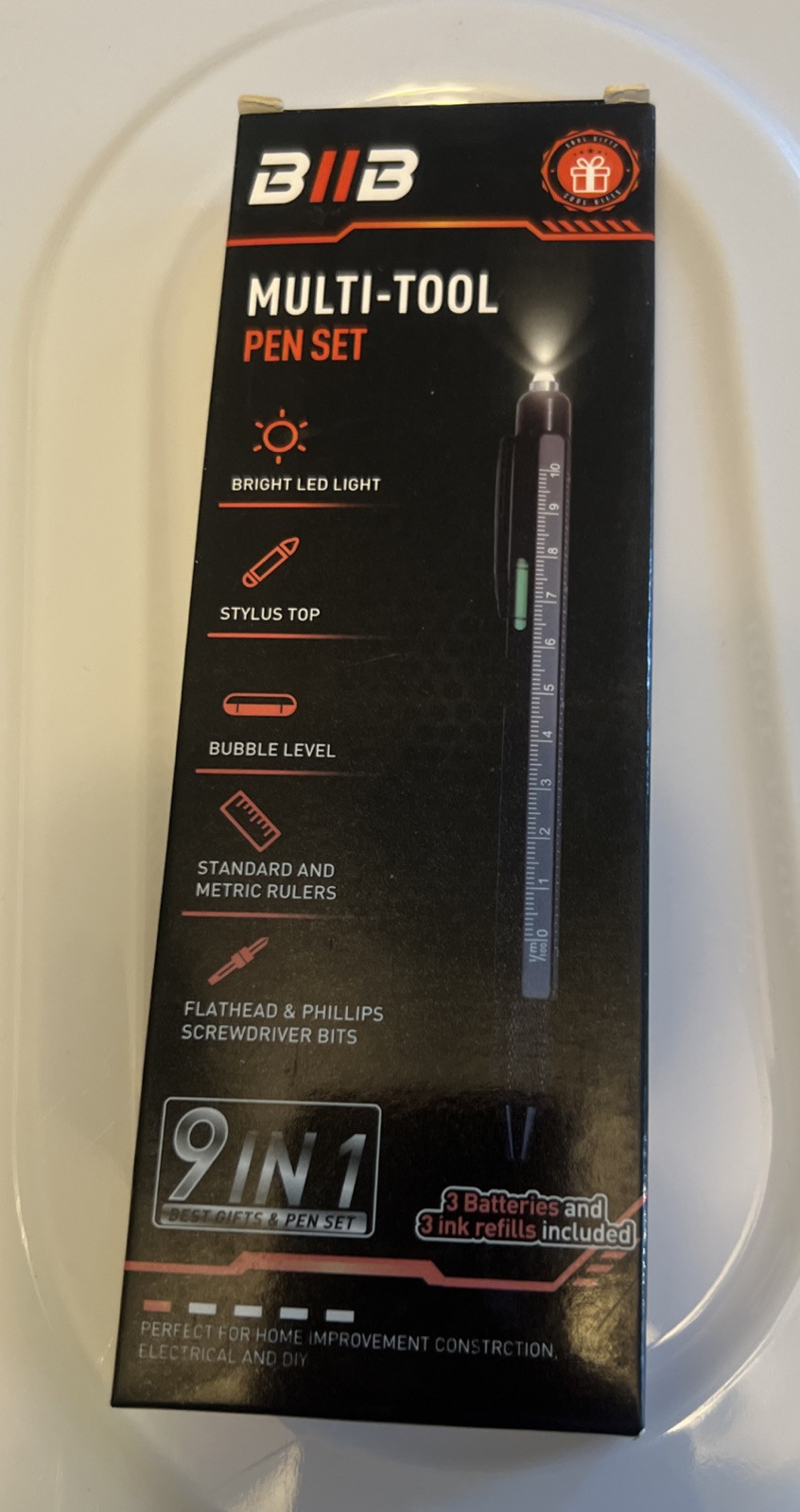 Multi-Tool Pen Set – 9 Tools In 1 – 3 Batteries & 3 Ink Refills Included!