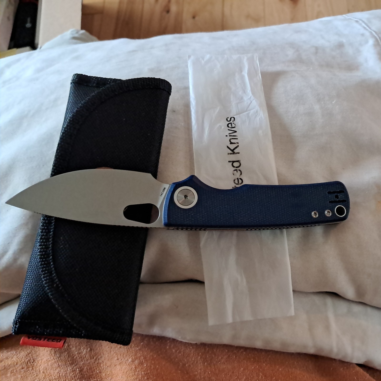 Vosteed Porcupine Pocket Knife 3″ Drop Point Sandvik 14C28N Satin Blade Canvas