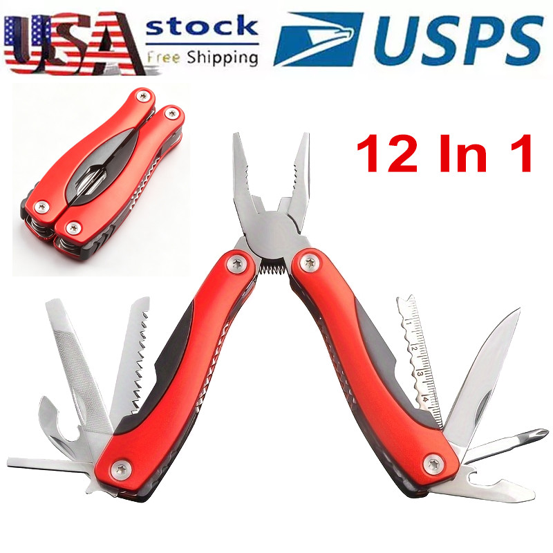 12 in 1 Pocket Multi Tool Stainless Steel Folding EDC Kit Survival Outdoor Tool