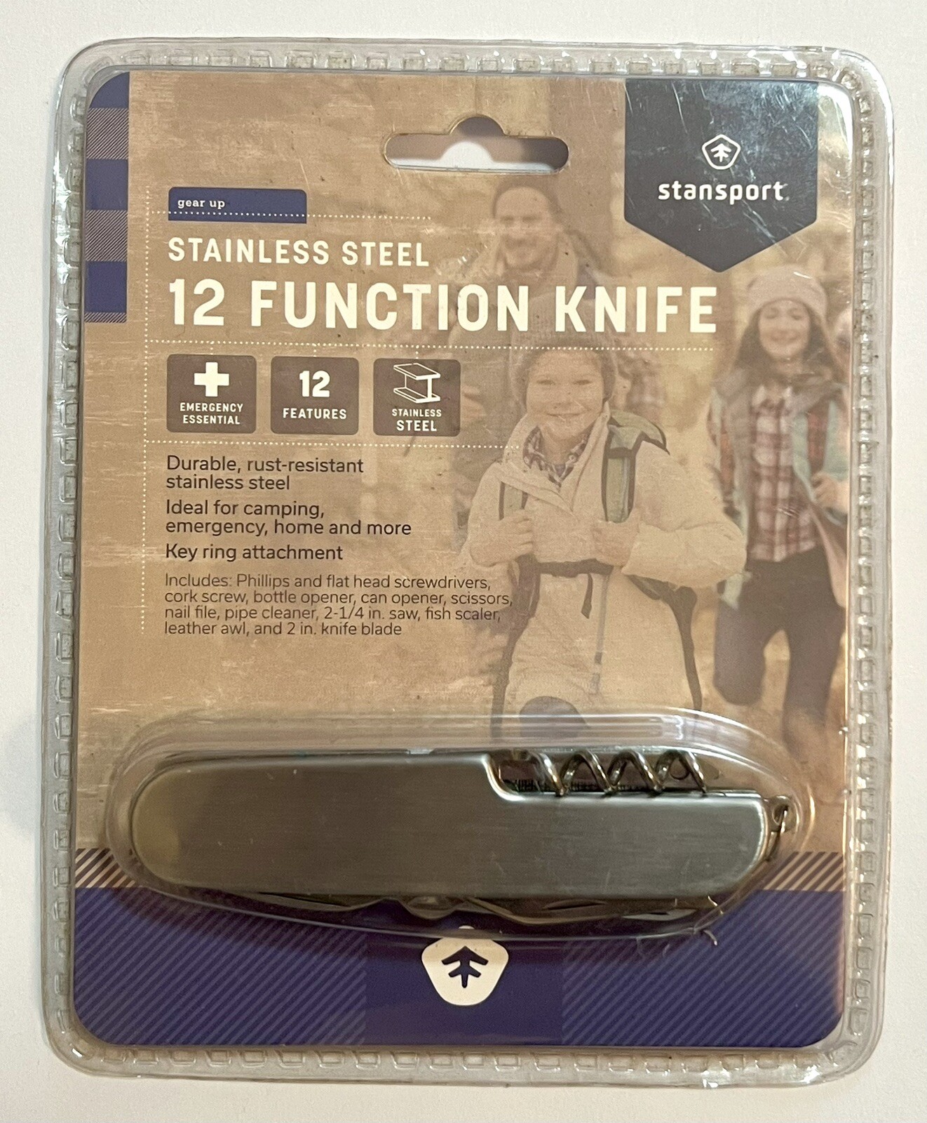 Stansport Stainless Steel 12 Function Knife Emergency Camping Utility