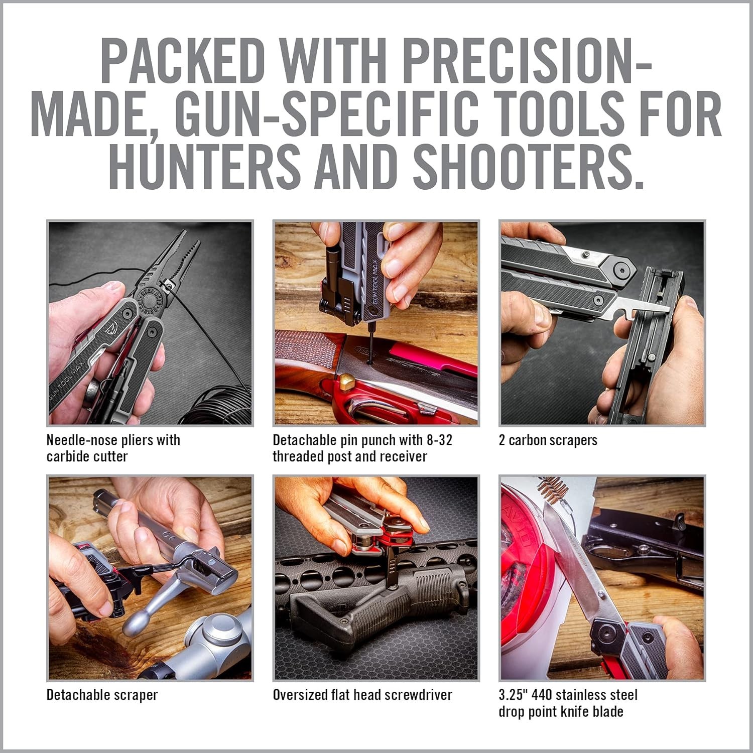 Real Avid Gun Tool Max, 37-in-1 Multitool for Gunsmithing, Includes Pliers, Wire