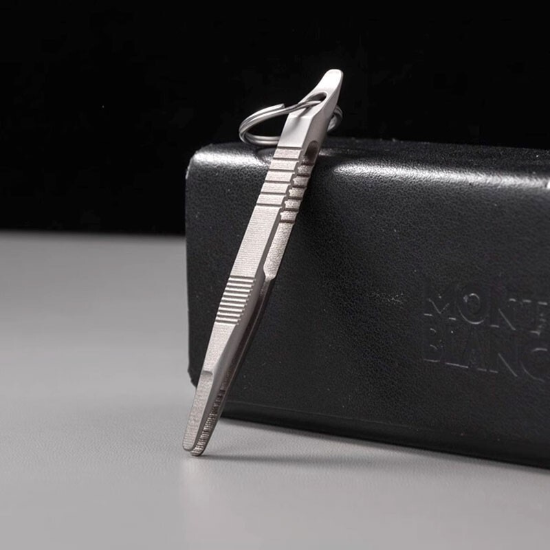 Mini Lightweight Titanium Alloy Keychain Tweezers Pry Bar Portable Outdoor EDC