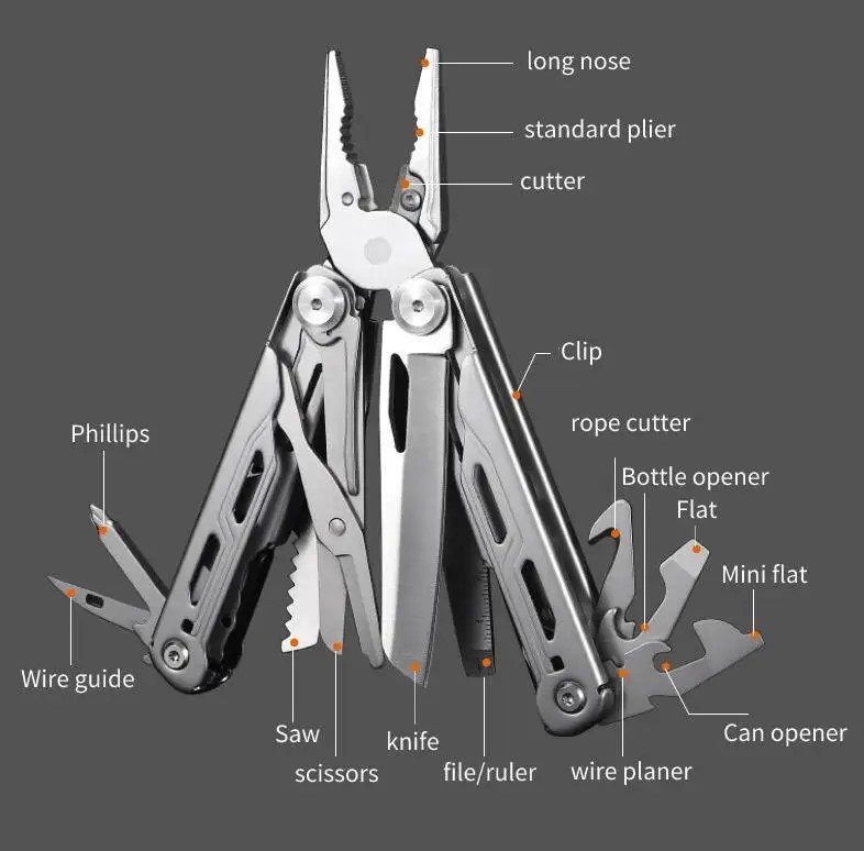 Daicamping DL10 Multi Tool Folding Pocket Knife Sheath Scissors Screw Pliers Can