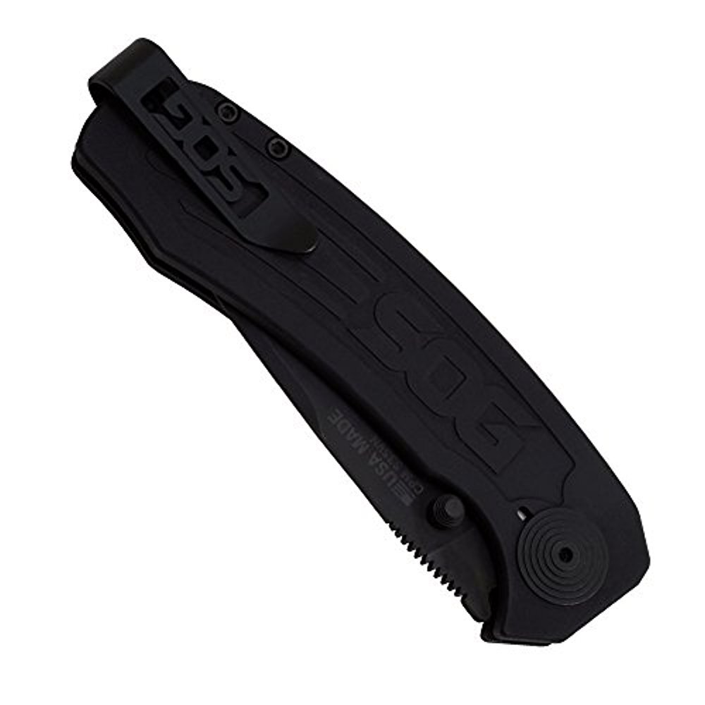 ~NEW~ SOG Banner BA1001 folding knife, black w/ black cerakote blade, USA made