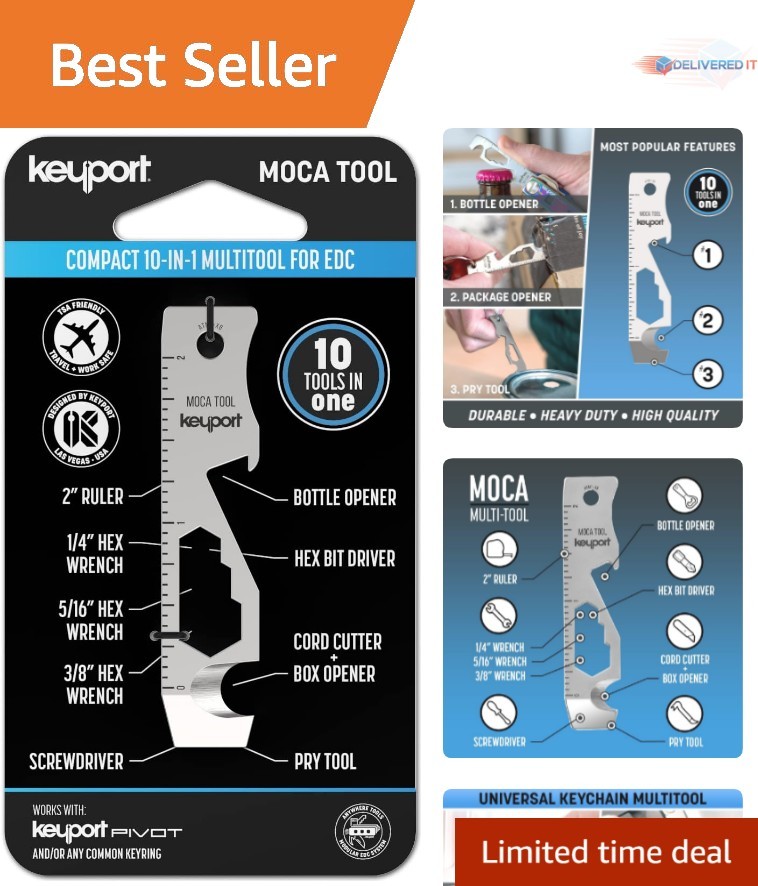 Stainless Steel Keychain Multitool 10-in-1 Compact Travel EDC Gear