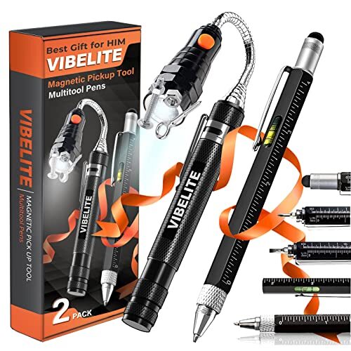 6 in 1 Multitool Tech Tool Pen Gift Pen for Men Screwdriver Ballpoint Pen 2 Pcs