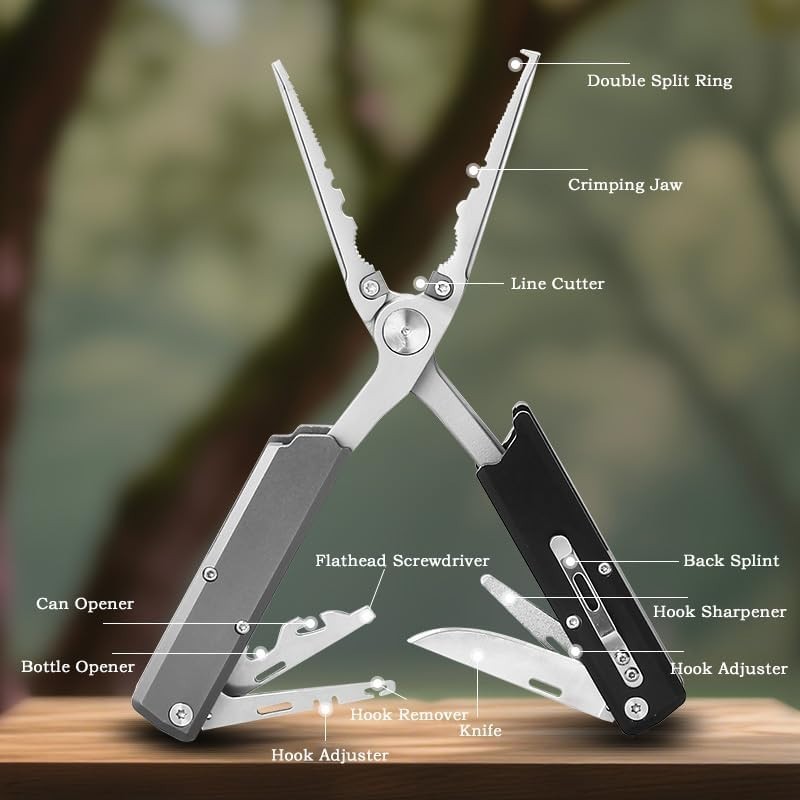 12-in-1 Fishing Multitool Pliers – Foldable & Lightweight Design