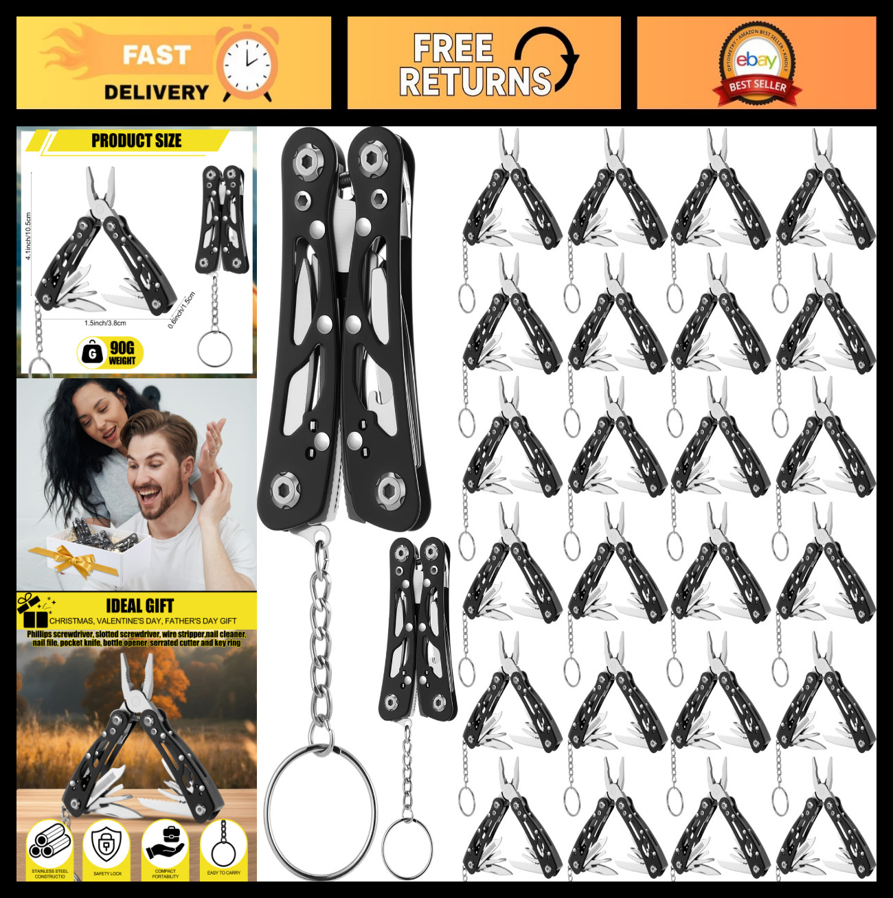 24 Pcs Mini Multitool Set – Stainless Steel Pliers, Knife, Screwdriver, Bottle O