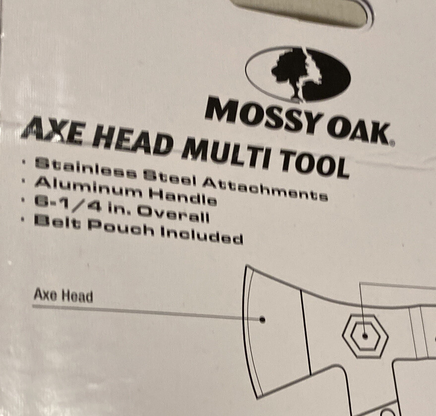 Mossy Oak Mini AXE & Hammer Multi Tool w/ Belt Case 6-1/4” + Survival Beast 0.5