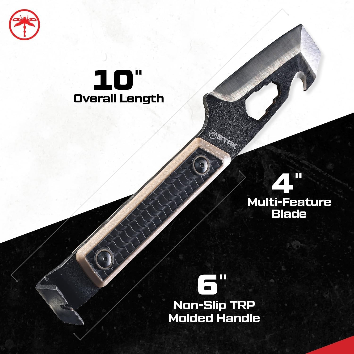 STAK 11815 Tac EDC Pry Bar, 10″ EDC Multitool, 420 Stainless Steel Blade with…