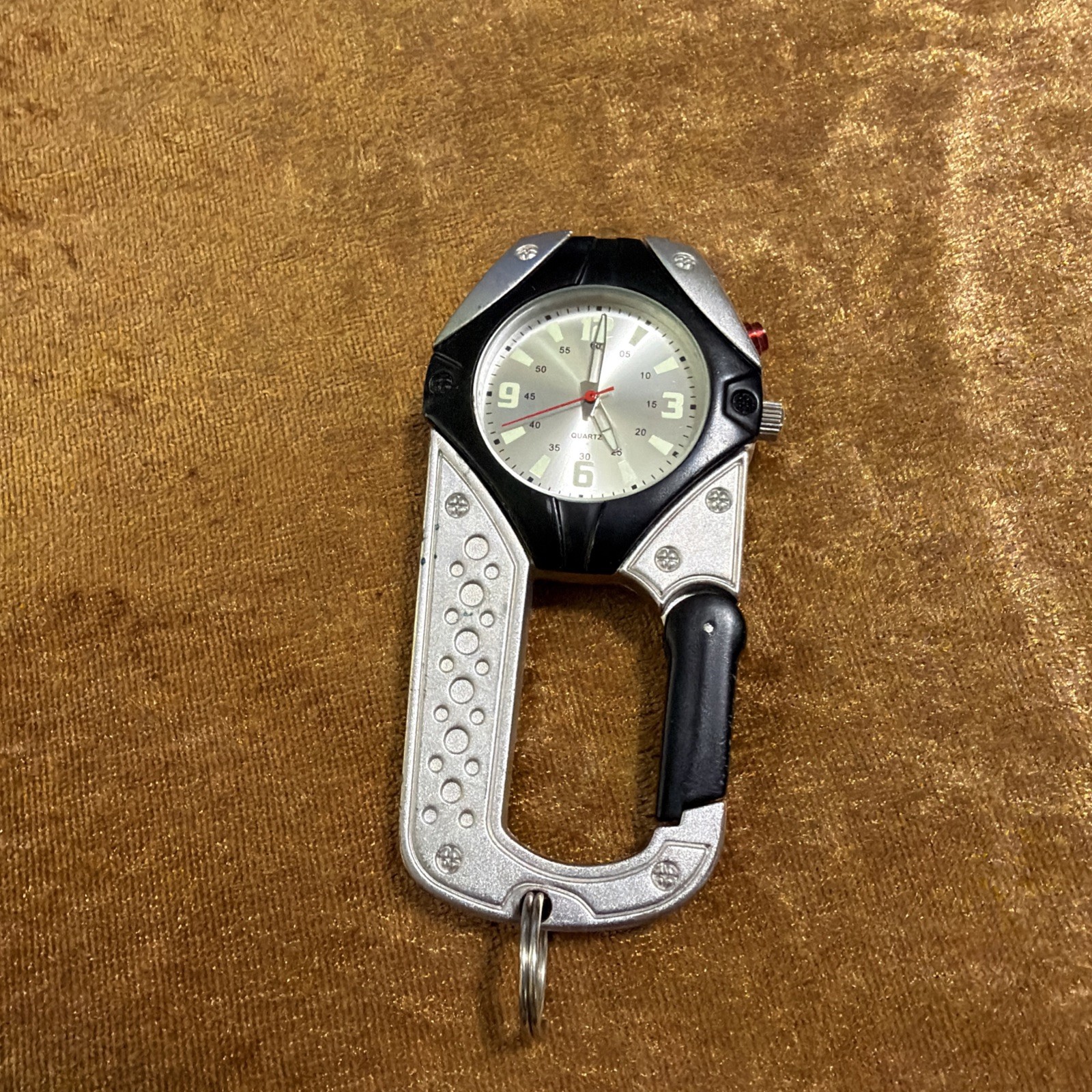 Dakota Multitool Carabiner Clip Watch Silver Tone Outdoor Hiking EDC Microlight