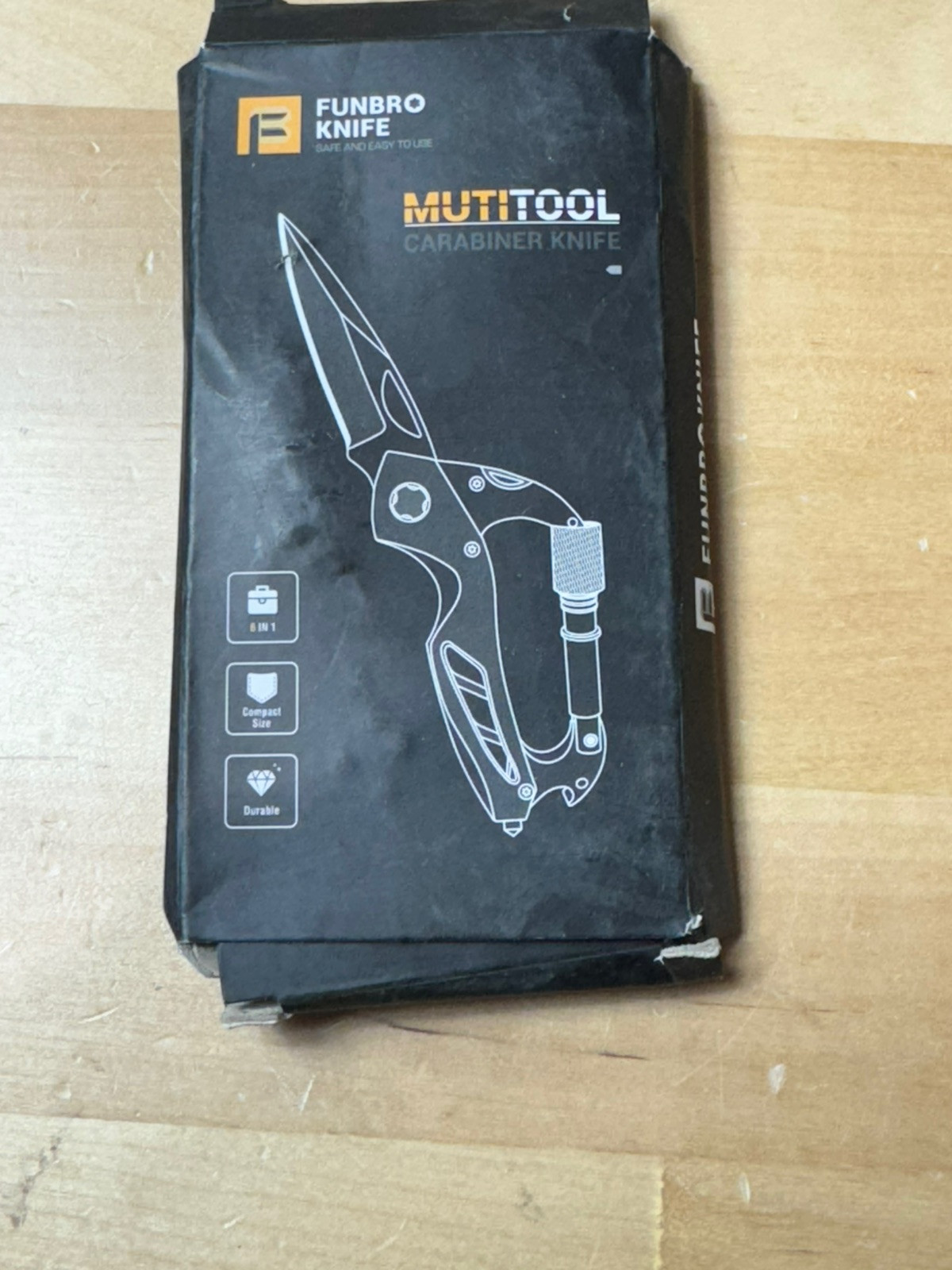 FUNBRO EDC Multitool Carabiner with Knife, Bottle Opener, Window Breaker BLACK