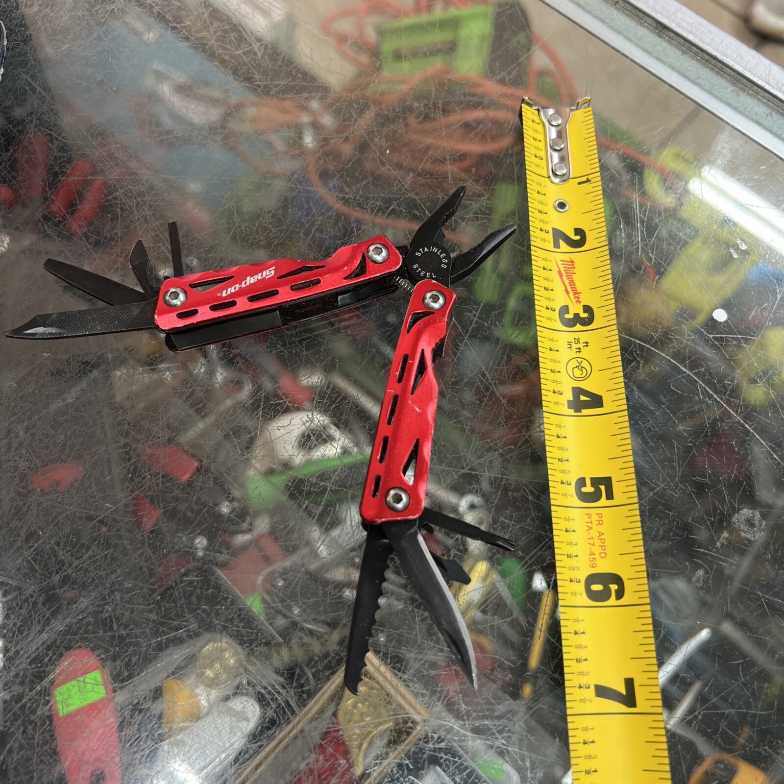 SNAP-ON Red Stainless Steel Multi Tool 9 in 1 Hunt Fish Camp Hike No Case