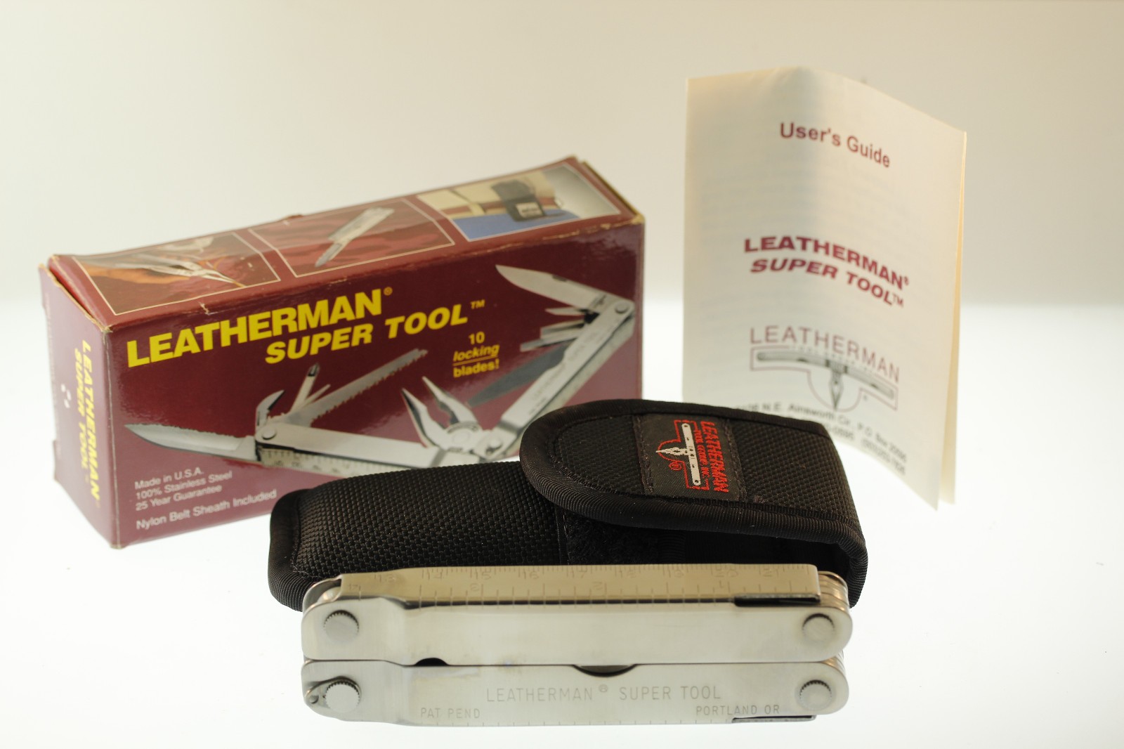 Vintage Unused Leatherman ® Super Tool ™ with Box Papers and Nylon Sheath ©1994