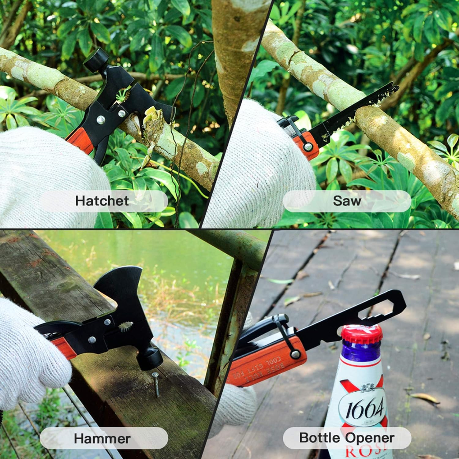Camping Multitool Axe Hammer, 18 in 1 Multitool Hatchet Multitool Camping Tools