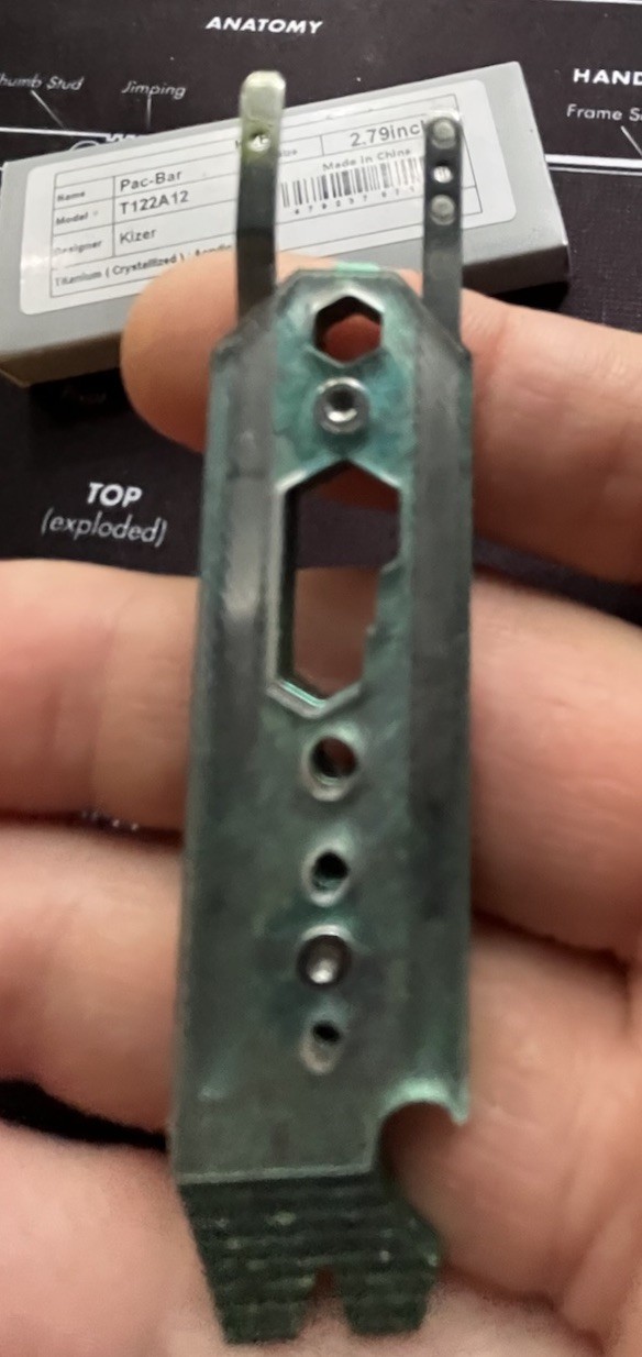 Kizer Pac-Bar Pry Tool Crystallized Titanium 2.79” T122A16 Acrylic Inlay NEW EDC