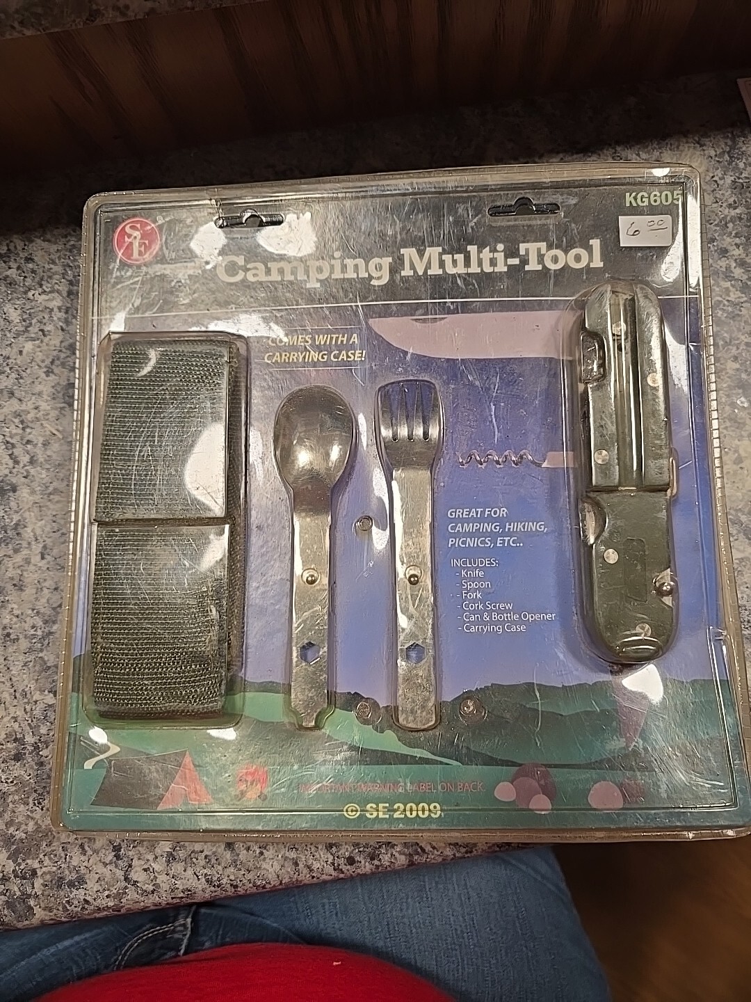 6 Multi Tools Purpose Camping Camper Folding Knife Fork Spoon Emergency Survival