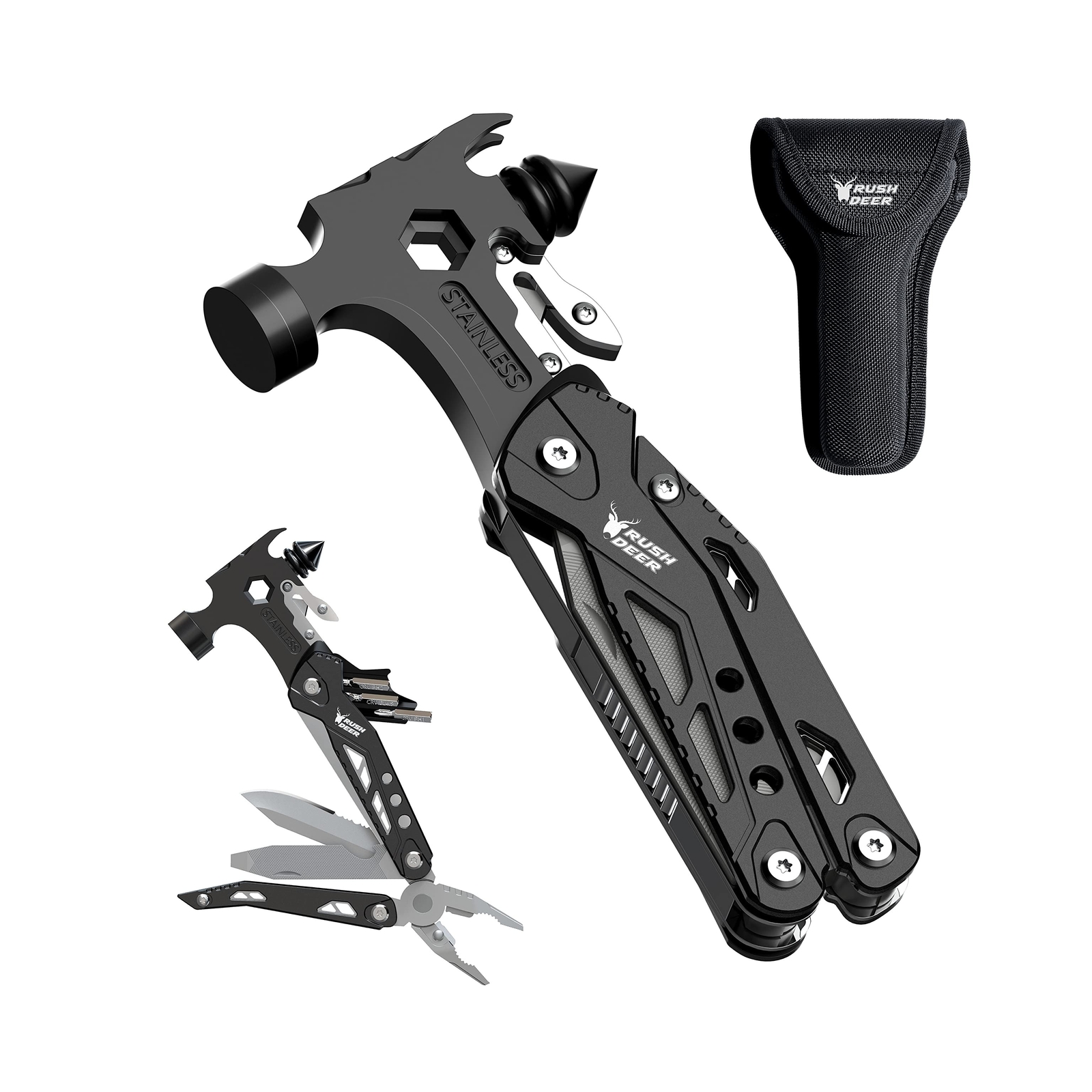 [Upgraded Hammer Multitool] Gift for Men Dad,16-in-1 Portable Multi Tool Plie…