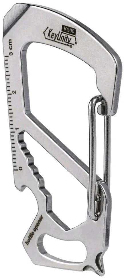 KeyUnity KS00 Silver Carabiner Clip Multitool Stainless Steel 7 Tools in 1 New