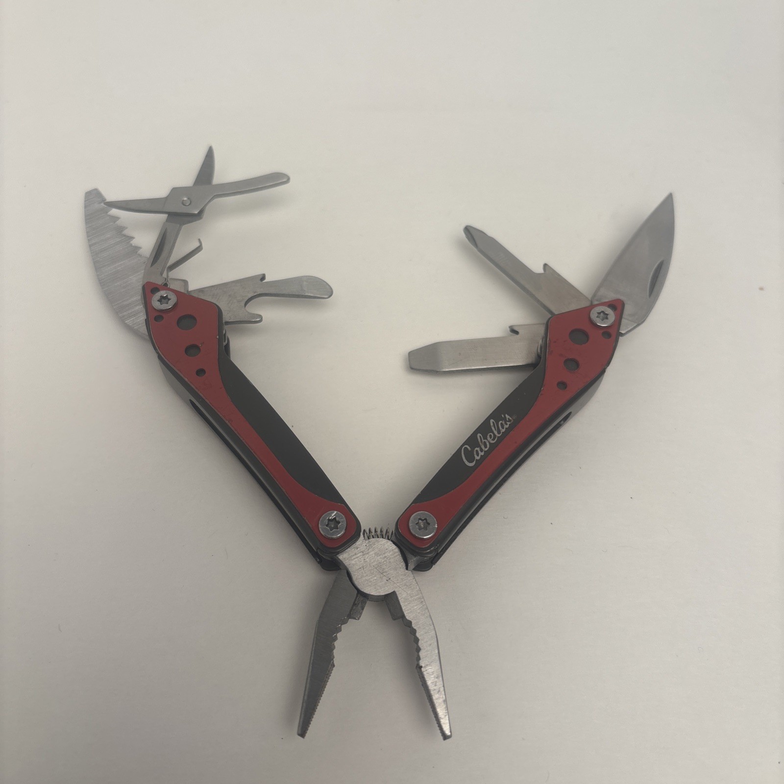 Cabela’s Lot Of 2 Purple Red 7-in-1 Small MultiTool Camp Hunt Fish Hike EDC