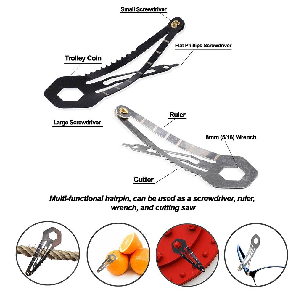 Single or Set of 3 Mini Tactical Multitool Hair Clip – Multiple Use Functions…