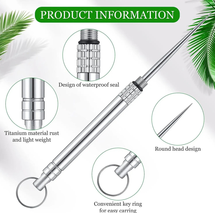 1pc Titanium Portable Toothpick Keychain Reusable Pocket Toothpick Holder – NEW