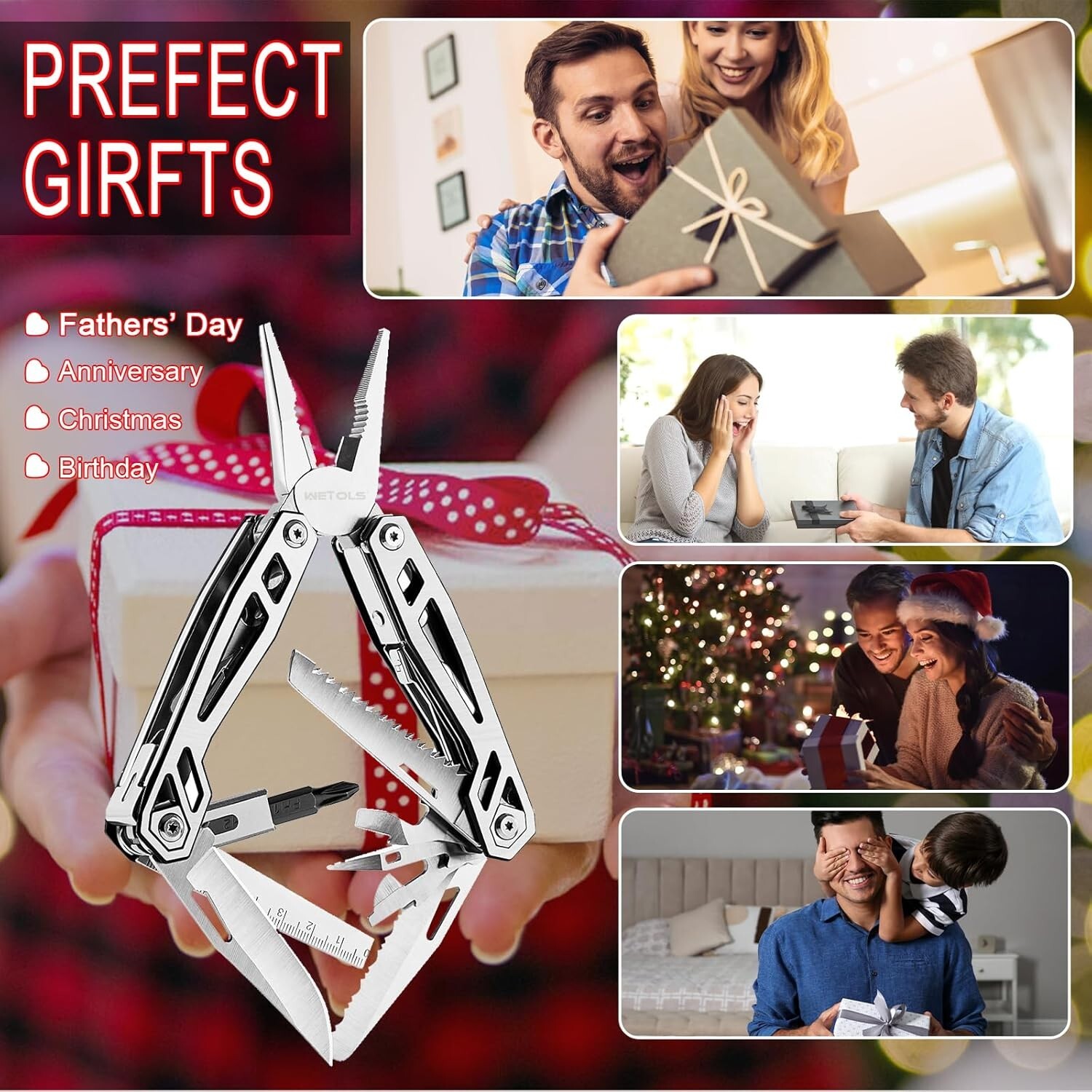 Ergonomic 21-in-1 Multitool with Needle Nose Pliers – Great Gifts for Men/Women