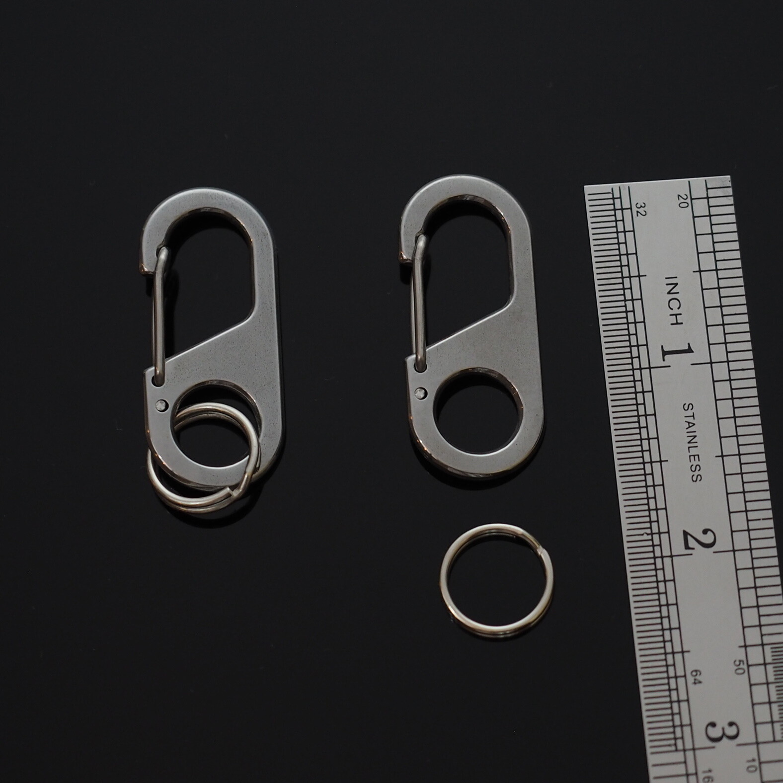 2pc Stainless Steel Carabiner Key Chain Clip Snap Hook Quickdraw Camping Keyring