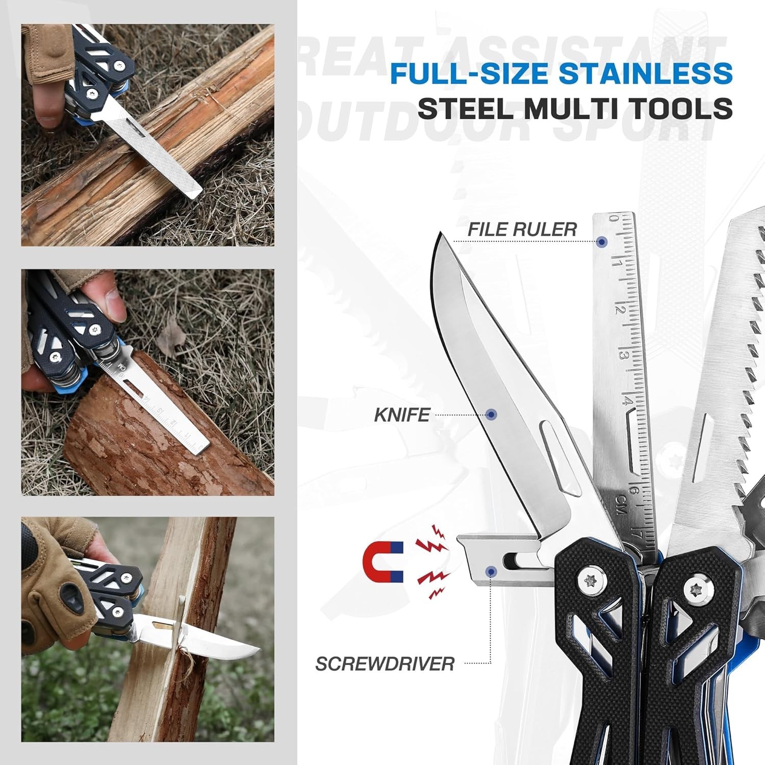 21-in-1 Stainless Steel Multitool with G10 Handle & Sheath – Perfect for Outd…
