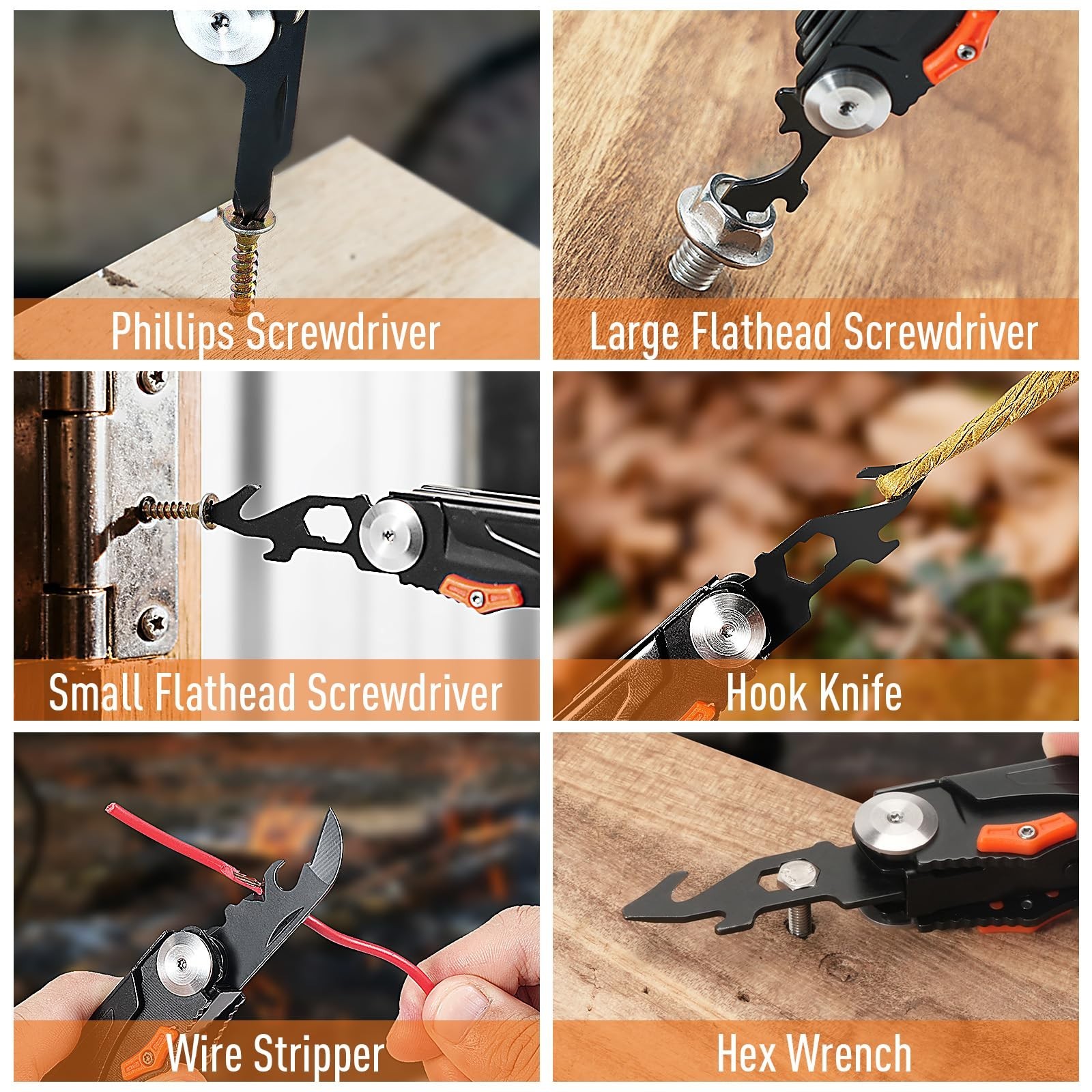 12-in-1 Pocket Multitool with LED Fire Starter – Perfect Gifts for Men, EDC Gear