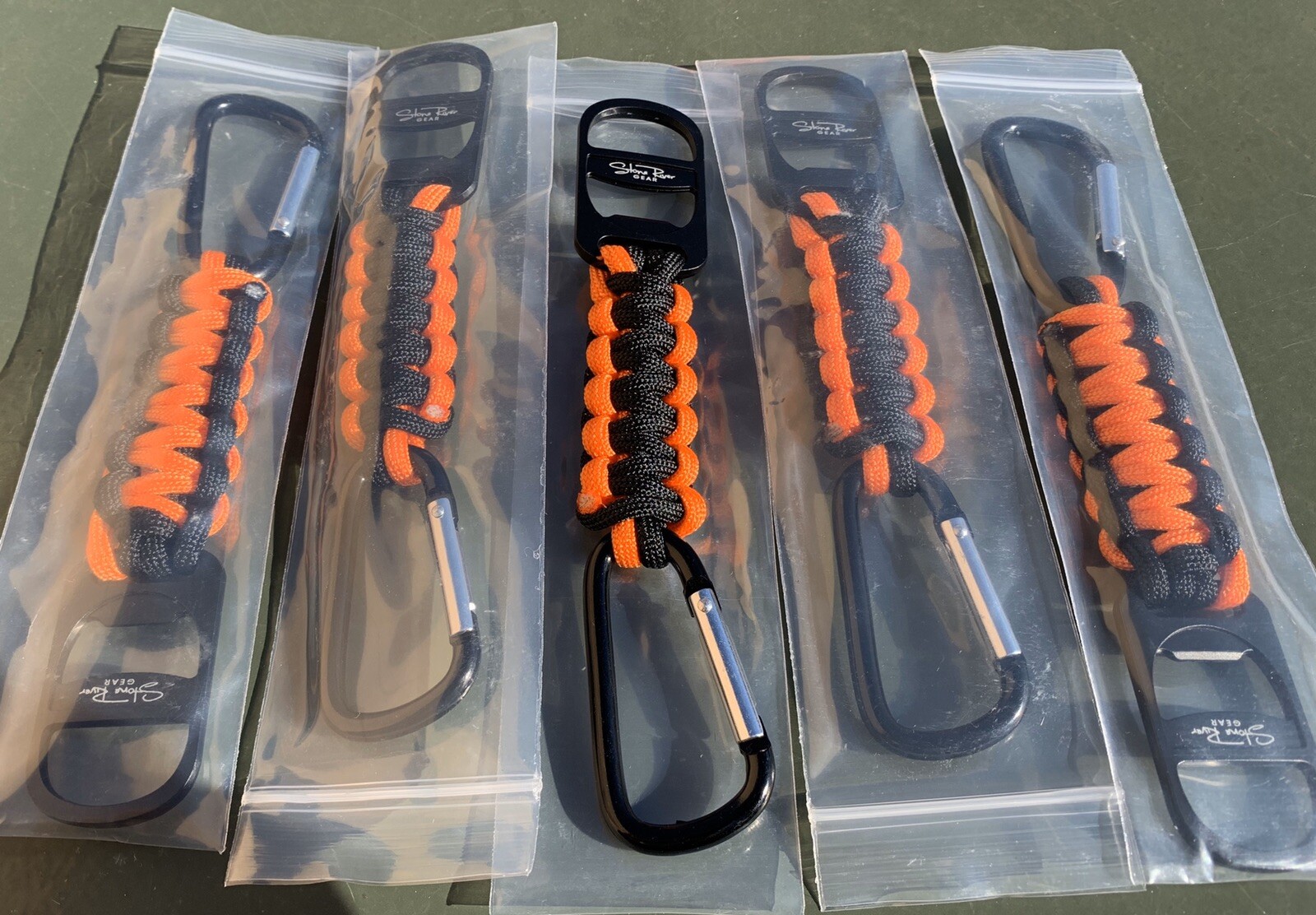 Lot 5 NEW Stone River Gear Paracord Keychain With Bottle Opener & Carabiner